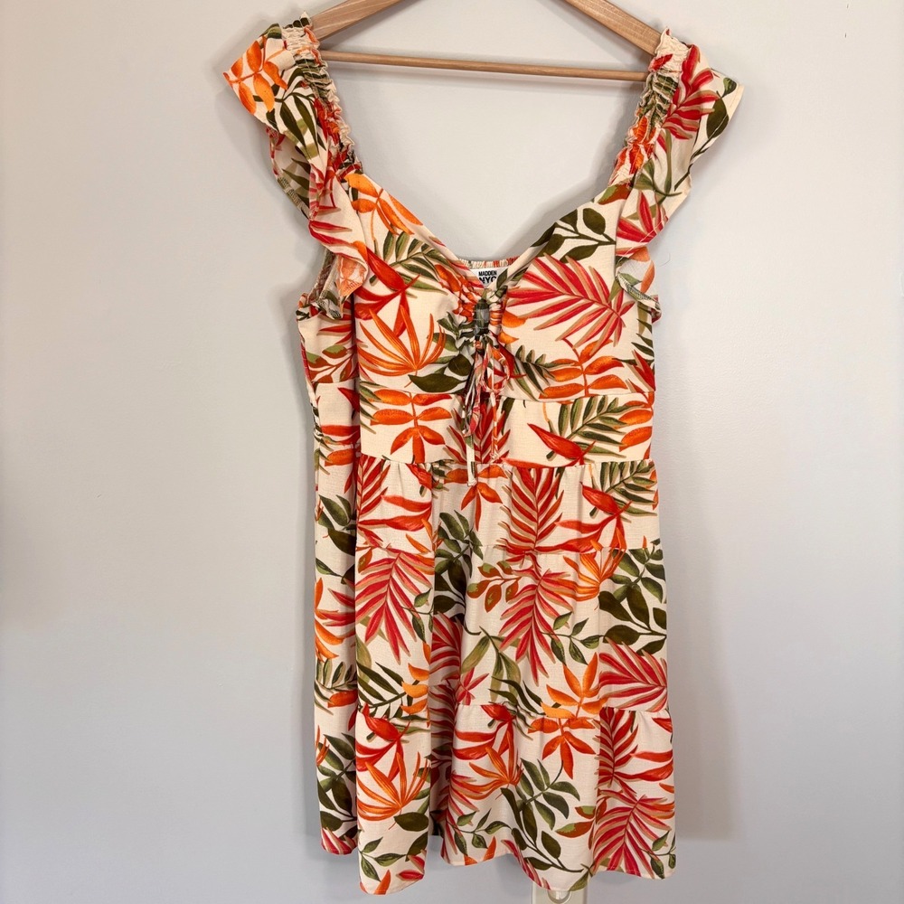 Madden NYC Juniors Tiered‎ Mini Dress Sz XXXL Boho Tropical Vacation Party Beach